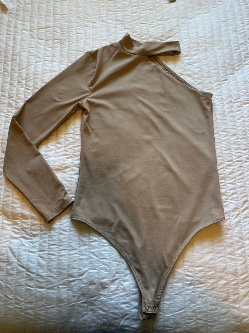 Abercrombie & Fitch Taupe One-Shoulder Long Sleeve Womens Bodysuit